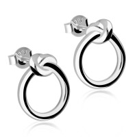 925 Sterling Silber Ohrstecker mit Ring und Knoten