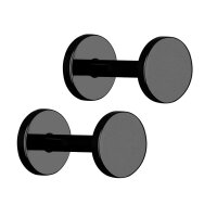 Mattes Titan Fake Plug Set - Ohrstecker zum Schrauben [05.] schwarz - 4mm