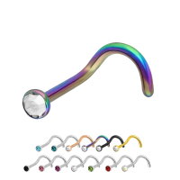 Titan Nasenpiercing mit Kristall