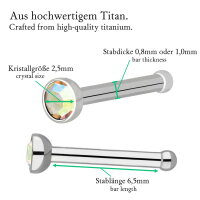 Titan Nasenstecker mit Kristall