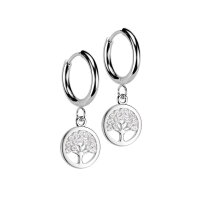 Creolen Ohrringe mit Kristall Baum-Anhänger