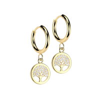 Creolen Ohrringe mit Kristall Baum-Anhänger