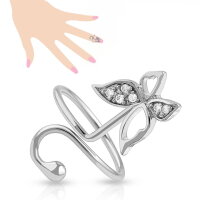 Nagel-Finger-Ring mit Kristall-Schmetterling