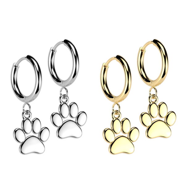 Creolen Ohrringe mit Pfoten-Anhänger