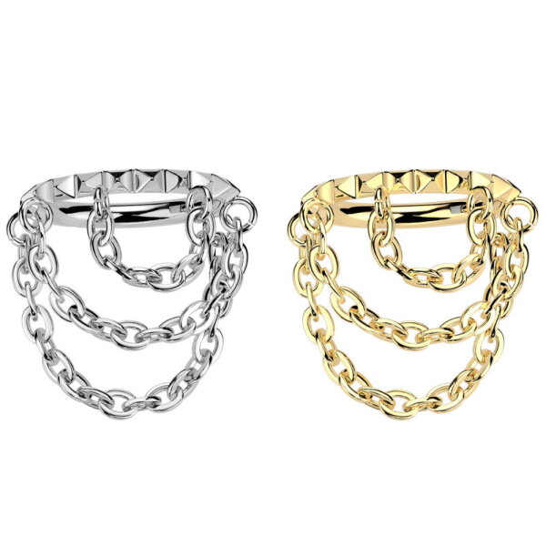 Titan Segmentring-Clicker Piercing mit 3 Ketten