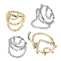 Titan Segmentring-Clicker Piercing mit 3 Ketten