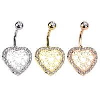 Bauchnabelpiercing mit Herz und Kristallen