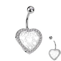 Bauchnabelpiercing mit Herz und Kristallen