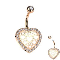 Bauchnabelpiercing mit Herz und Kristallen
