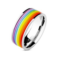 Silberner Ring mit Regenbogen