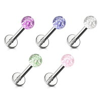 Silbernes Labret Piercing mit Glitzer-Kugel
