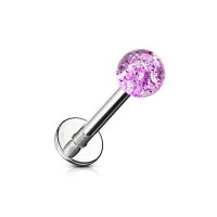 Silbernes Labret Piercing mit Glitzer-Kugel