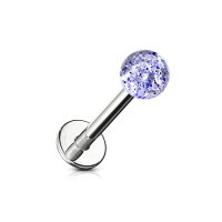 Silbernes Labret Piercing mit Glitzer-Kugel