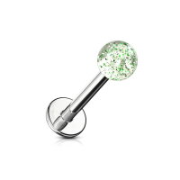 Silbernes Labret Piercing mit Glitzer-Kugel