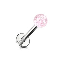 Silbernes Labret Piercing mit Glitzer-Kugel