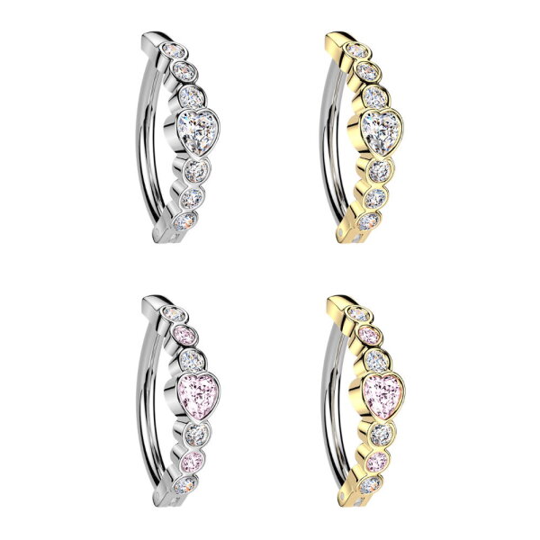 Piercing Banane-Spange mit Herz und Kristallen