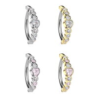 Piercing Banane-Spange mit Herz und Kristallen