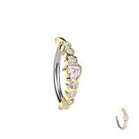 Piercing Banane-Spange mit Herz und Kristallen
