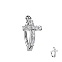 Piercing Banane-Spange mit Kreuz und Kristallen