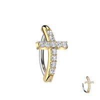 Piercing Banane-Spange mit Kreuz und Kristallen