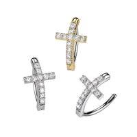 Piercing Banane-Spange mit Kreuz und Kristallen