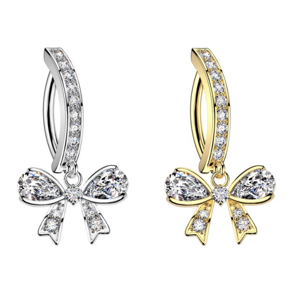 Piercing Banane-Spange mit Schleife und Kristallen