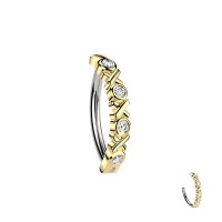Piercing Banane-Spange mit X und Kristallen