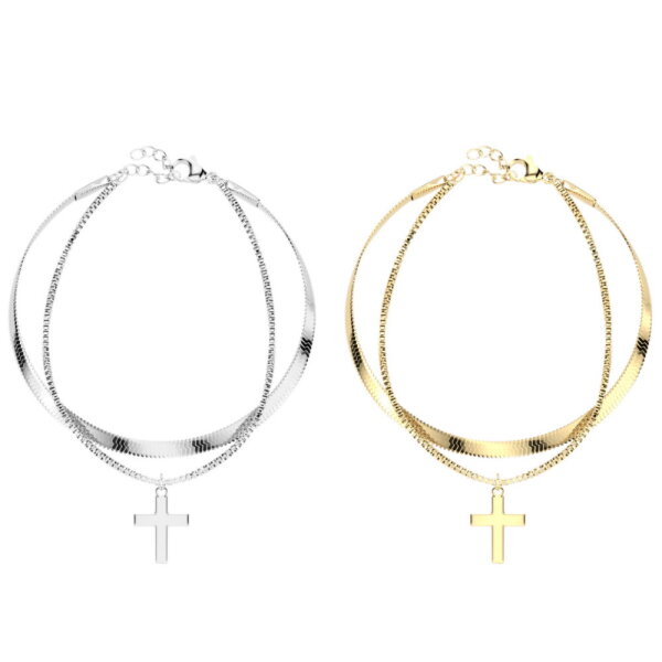 Mehrlagiges Armband mit Kreuz-Anhänger