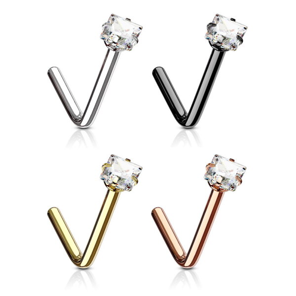 Nasenpiercing mit eckigem Kristall