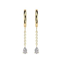 Goldene Creolen Ohrringe mit Kette und Kristall