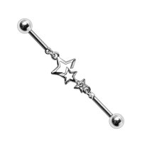 Silbernes Industrial Piercing mit Sternen