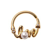 Goldener Continuous Piercing Ring mit Love und Perle