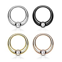 Breites Segmentring-Clicker Piercing mit Kristall