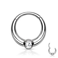 Breites Segmentring-Clicker Piercing mit Kristall
