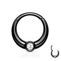 Breites Segmentring-Clicker Piercing mit Kristall