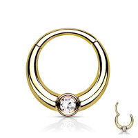 Breites Segmentring-Clicker Piercing mit Kristall
