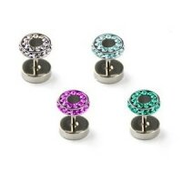 Piercing Fake Plug - Silber - Doppelkristall