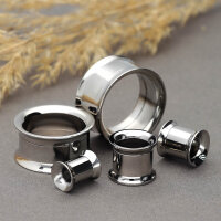 Double Flare Flesh Tunnel - Stahl - Silber - GEWINDE