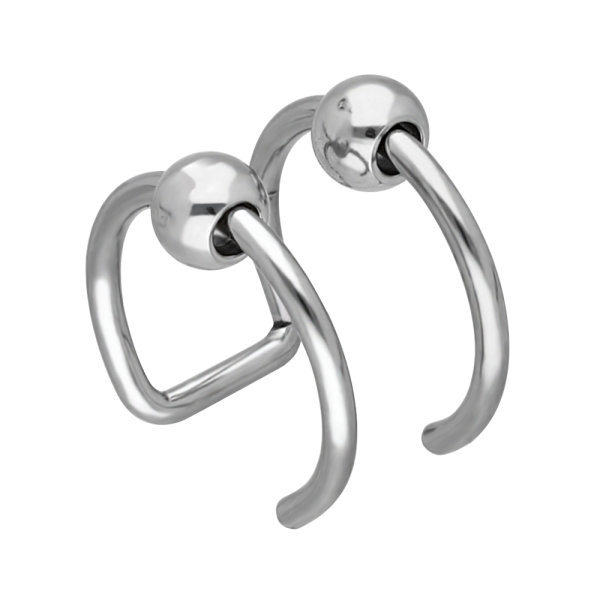 Ear Cuff - Silber - 2 Ringe - Kugel