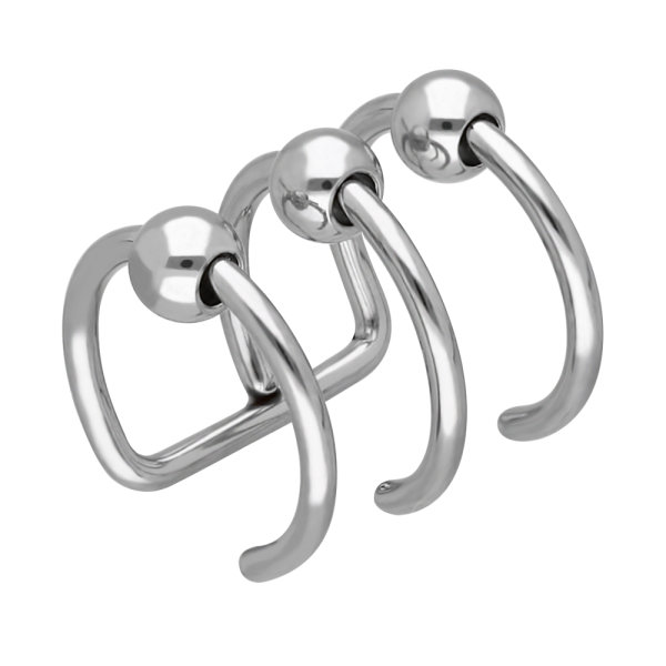 Ear Cuff - Silber - 3 Ringe - Kugel