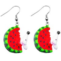 Dangle Earrings - Melon Slice with Mouse