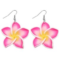 Dangle Earrings - Flower - Pink