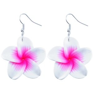 Ohrringe - Hänger - Blume - Weiß-Pink