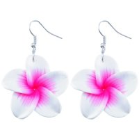 Ohrringe - Hänger - Blume - Weiß-Pink