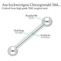 Piercing Stab - Stahl - Silber - 1.0mm
