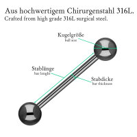 Piercing Stab - Stahl - Schwarz - 1.0mm