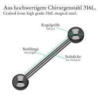Piercing Stab - Stahl - Schwarz - 1.2mm