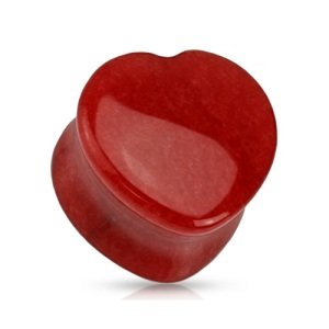 Ohr Plug - Herz - Jade - Rot