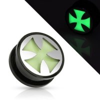 Ohr Plug - Glow in the dark - Silber - Eisernes Kreuz