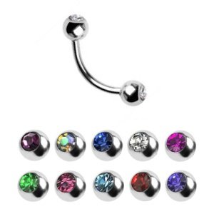 Piercing Banane - Silber - Kristall - 1.6mm